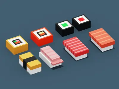Isometric Sushi Low-poly 3D model