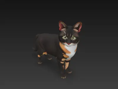 Cat Realistic 3D Model - Low Poly Realistic  Low-poly 3D model