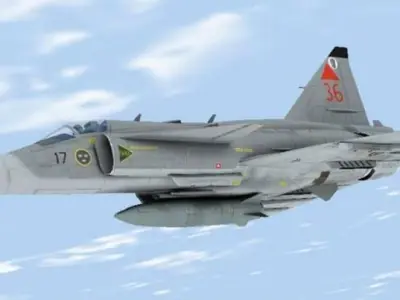 JA 37D Viggen Low-poly 3D model
