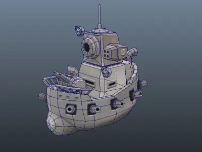 Micro Ship - Low Poly Hand Painted Low-poly 3D model