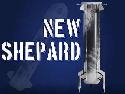Blue Origin New Shepard Rocket Low-poly 3D model