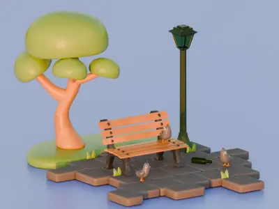 Stylized Park Render 3D model