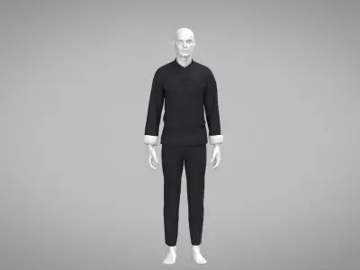 Kung Fu Uniform Low-poly 3D model