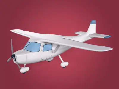 Cartoon Light Plane - Airplane - Aircraft Low-poly 3D model