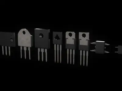Transistors four electronic components Low-poly 3D model