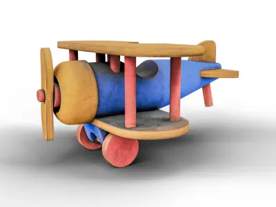 Wooden Old Airplane Toy 3D model