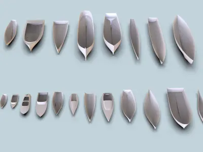 Hulls collection group of boats 3D model