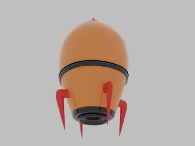 Cartoonish Colorful Spaceship Sky Rocket Low-poly 3D model