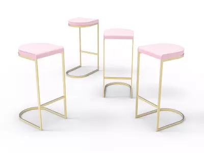 Blush Pink Velvet and Brass Bar Stool Danetti Free 3D model