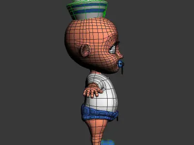 Sailor man baby Cartoon Rigged  3D model