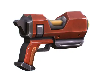 Cartoon Gun Blaster Barrel Nagan Nuff Pistol Revolver Cannon Low-poly 3D model