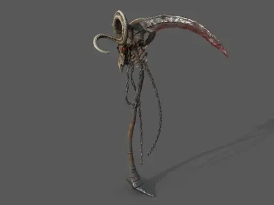 MORTUARY SCYTHE - PRINTING3D - VIDEOGAMES Low-poly 3D model