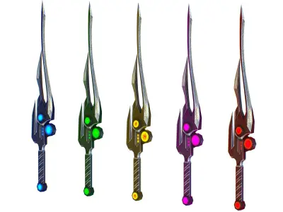 a set of cutting weapons Low-poly 3D model