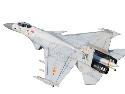 PBR PLAN Shenyang J-15 Flying Shark  Shipborne fighter jets Low-poly 3D model