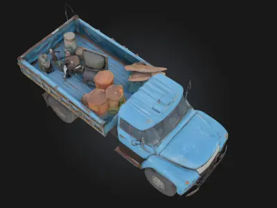 Old Blue Hauler  Vintage Truck Model for Rural 3D model