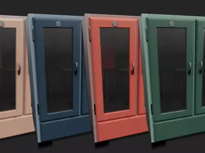 1950s Commercial Refrigerator Low-poly 3D model