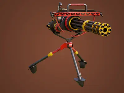  M134 Minigun Red Shark Skin All PBR Textures Included Low-poly 3D model