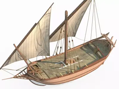 Medieval sailboats and warships 3D model