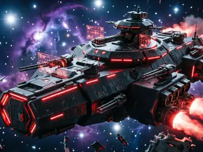Cyberpunk Galactic Cruiser - Heavy Assault Space Warship 3D model