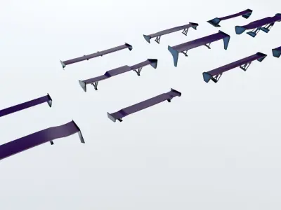 Low Poly Spoilers design of futuristic car Low-poly 3D model
