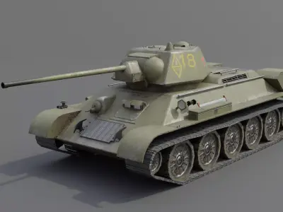 T34-57 1943 Medium Tank Low-poly 3D model