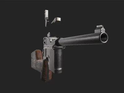 Mauser C96 Low-poly 3D model