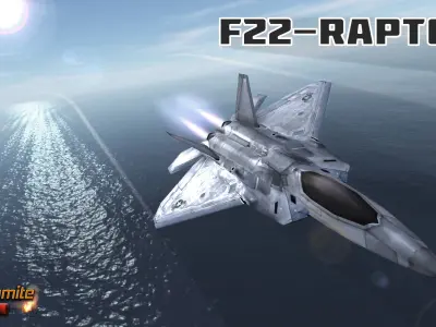 Mobile Low Poly F22 Raptor Low-poly 3D model