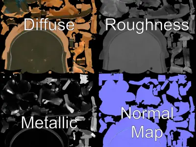 Military Helmet D Model Pack with Detailed Textures Low-poly 3D model