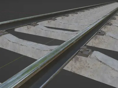 Railroad train track with metal rails Free 3D model