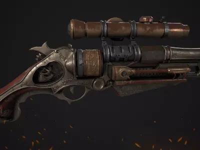 Gun low poly 3d model sniper rifle from star wars force awakens 3D model