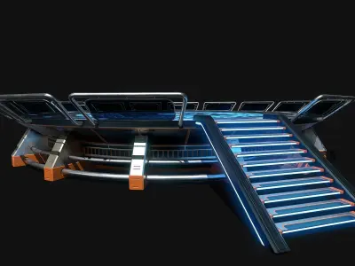 Lowpoly Scifi Helipad Low-poly 3D model