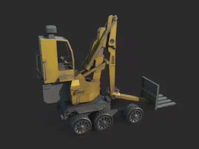 Future sci-fi style engineering vehicle forklift 3D model