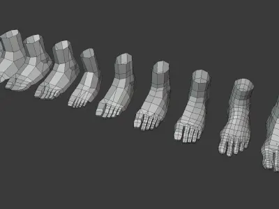 Foot basemesh pack Low-poly 3D model