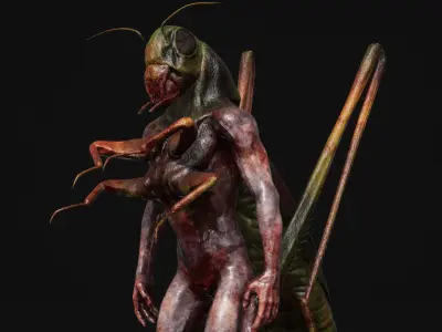 Mutant Grasshopper - Horror Insects Collection Low-poly 3D model