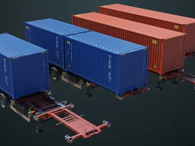 Container Carrier Trailer 02 All PBR Unity UE Textures Low-poly 3D model
