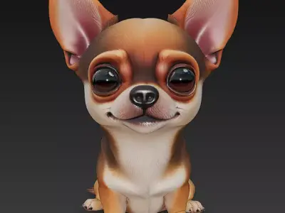 Chihuahua Puppy Dog Realistic 3D Model - Low Poly Realistic Low-poly 3D model