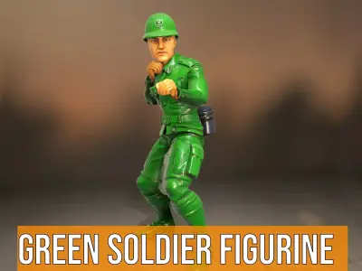 Green Soldier Figurine model pack Low-poly 3D model