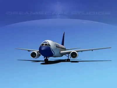 Boeing 767-100 Blue Panarama 3D model