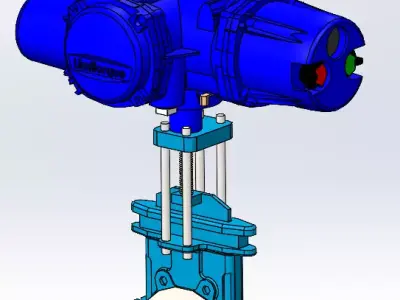 6 inch Tureline Knife Gate Valve Flowserve Limitorque Actuator 3D model