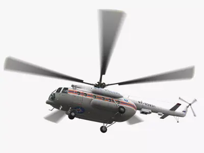 Mi-8MTV Russian Emercom Animated Low-poly 3D model