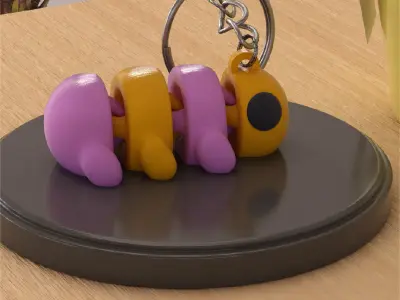 Caterpillar Cute Articulated Version and Keychain 3D print model