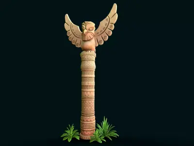 Stylized Wood Totem 5 Low-poly 3D model