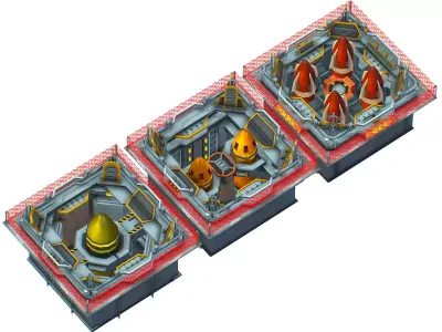 isometrical bomb torpedo launcher ALL Low-poly 3D model