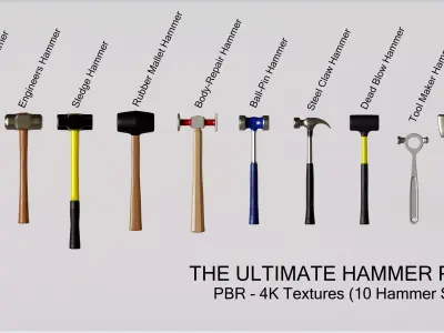Realistic Hammers Collection 3D model
