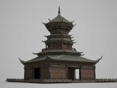 Asian Ancient Architecture Ethnic Minorities Meeting Hall 3D model