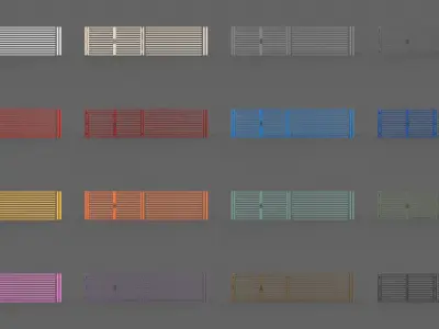 PBR Gate and Fence 4 Low-poly 3D model