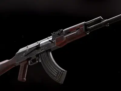 AKM Rifle - PBR Game Ready Low-poly 3D model