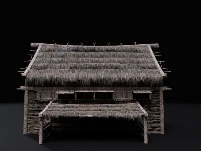 Realistic Medieval Barn Low-poly 3D model