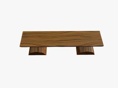 Cartoon WoodenBench Low-poly 3D model