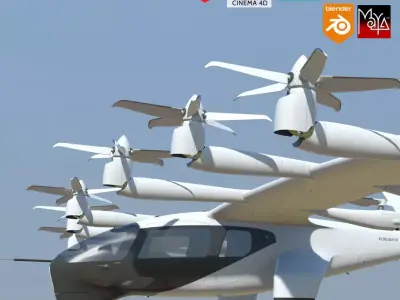 Archer Midnight EVTOL Extended version Low-poly 3D model